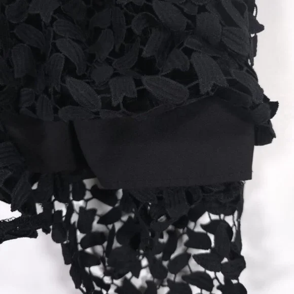 Bardot Women's Black Leaf Lace‎ Overlay Liana Sleeveless Midi Dress Size 6